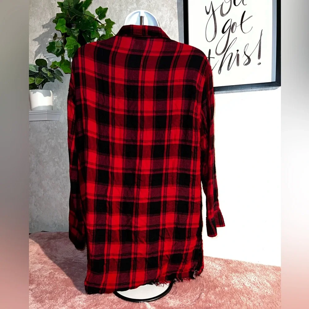 Umgee red buffalo plaid tunic top - Picture 4 of 15